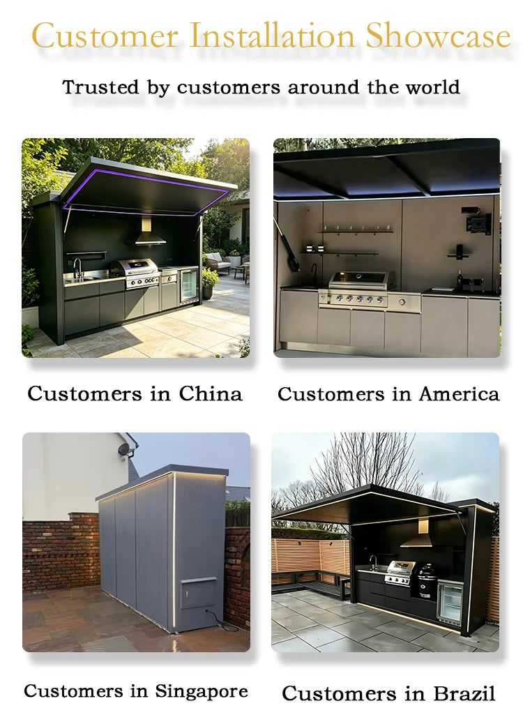 Modern Stylish Outdoor Kitchen Cabinets with Complete BBQ Setup, Durable & Weather-Resistant, Perfect for Gardens, Customizable