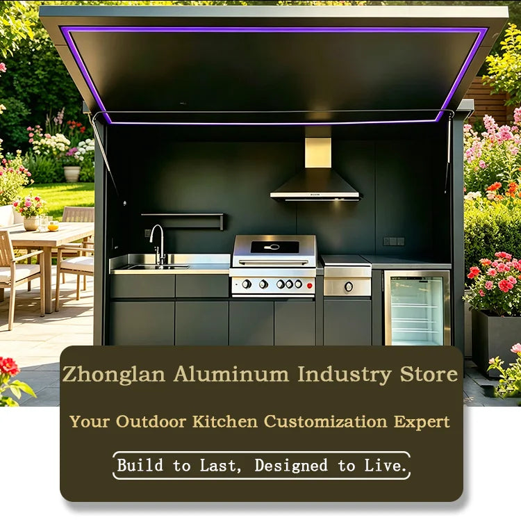 Modern Stylish Outdoor Kitchen Cabinets with Complete BBQ Setup, Durable & Weather-Resistant, Perfect for Gardens, Customizable