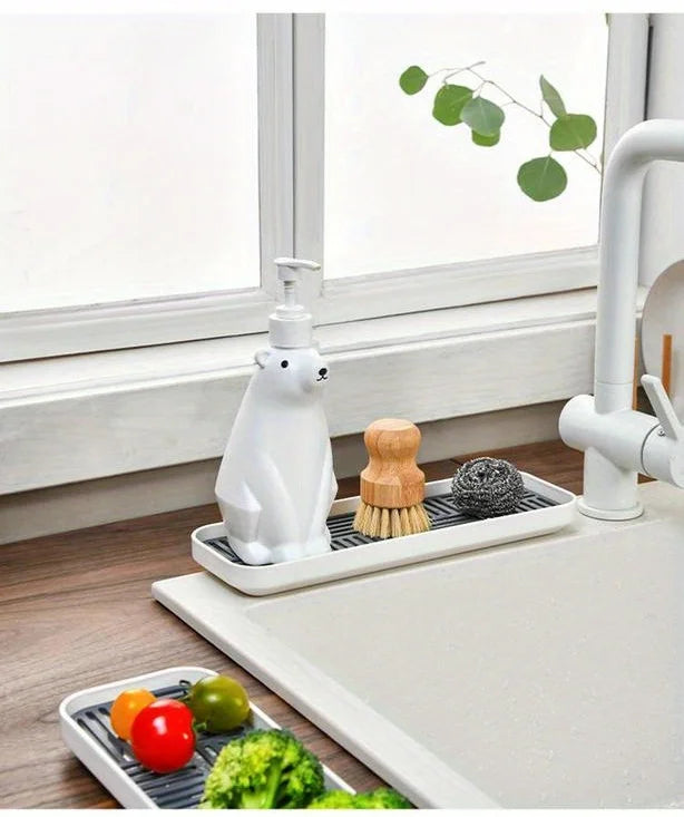 Kitchen Sink Organizer with Drain Tray, Sponge Holder, and Cutlery Drainer - Keep Your Countertop Clean and Tidy!