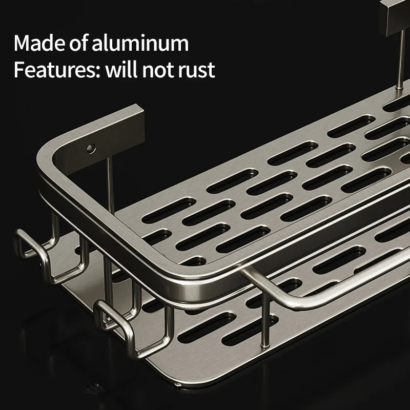 Multi-functional Kitchen Shelf, Drying Rack, Mop Storage, No-Drill Wall Mount, Home Spice Rack, Sink Faucet Basin