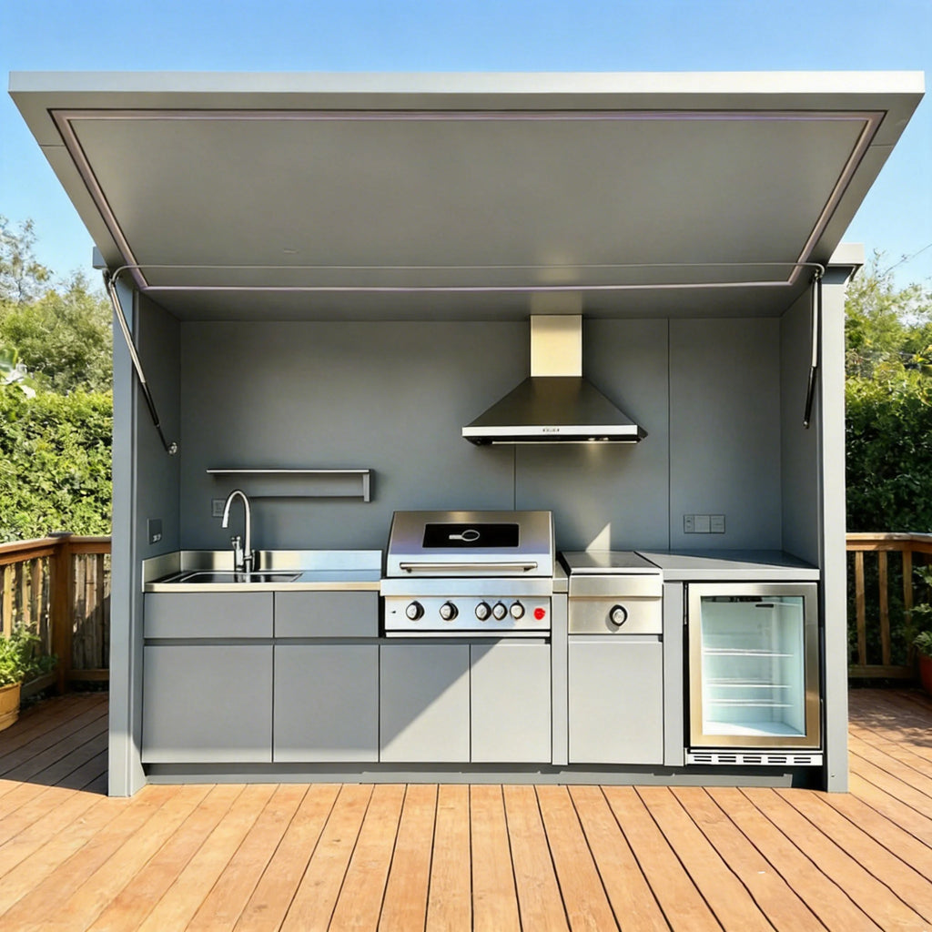 Modern Stylish Outdoor Kitchen Cabinets with Complete BBQ Setup, Durable & Weather-Resistant, Perfect for Gardens, Customizable