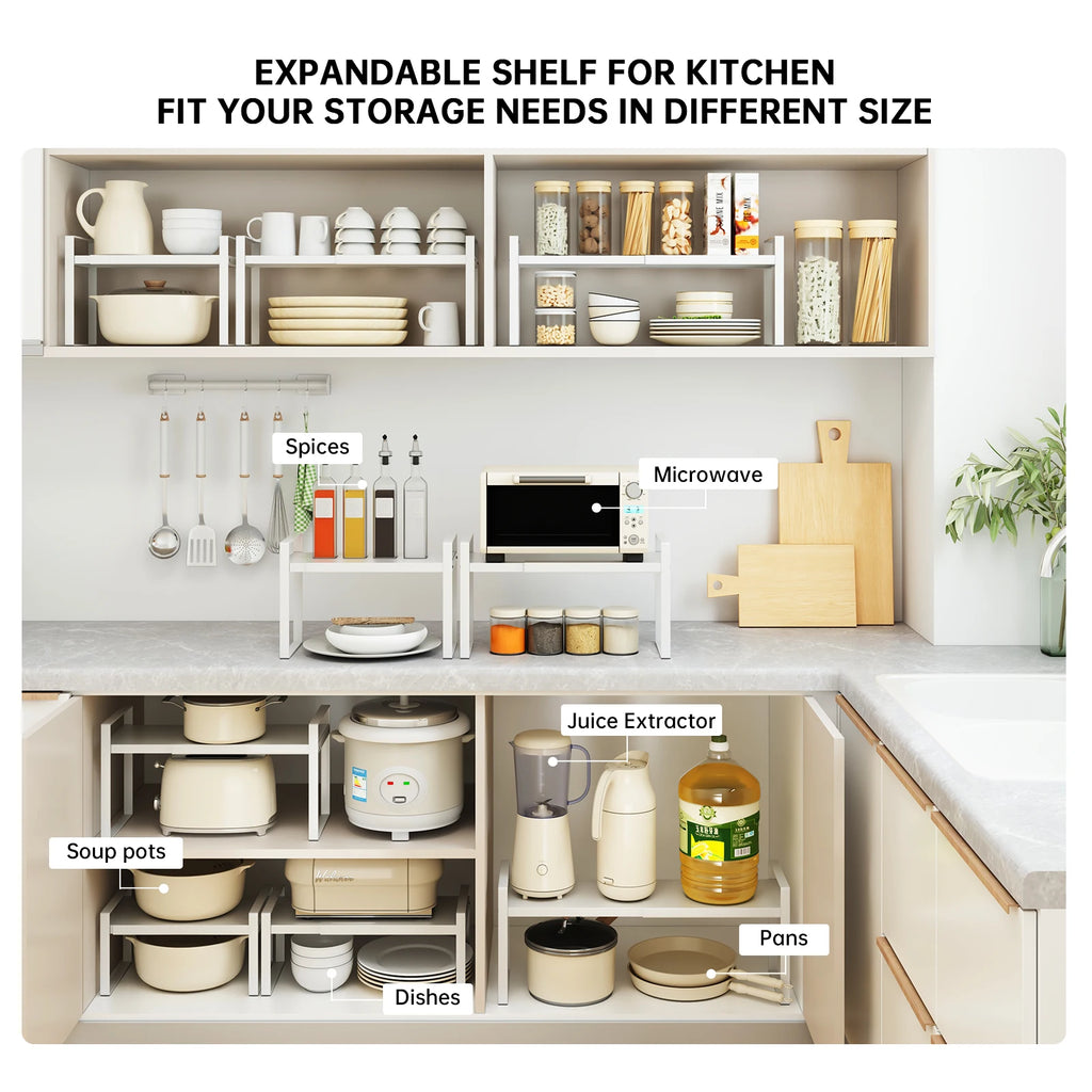 Kitchen Storage Rack under the Sink, Layered Shelf in the Cabinet, Countertop, Extendable Cabinet, Dish Storage Rack for Home
