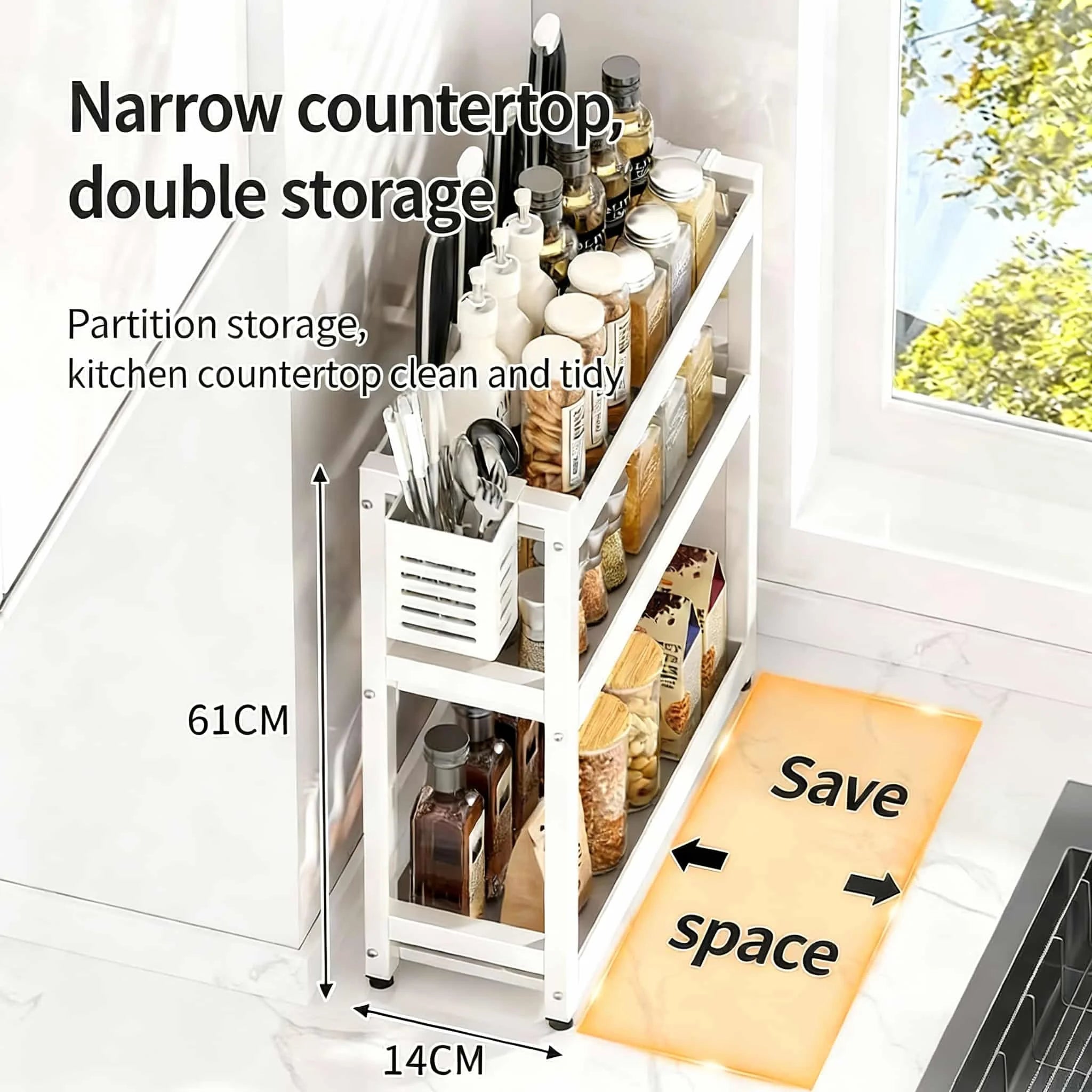Kitchen Shelf Wall Mounted Wood Storage Rack for Utensils Pots And Spices - Modern Minimalist Home Decor