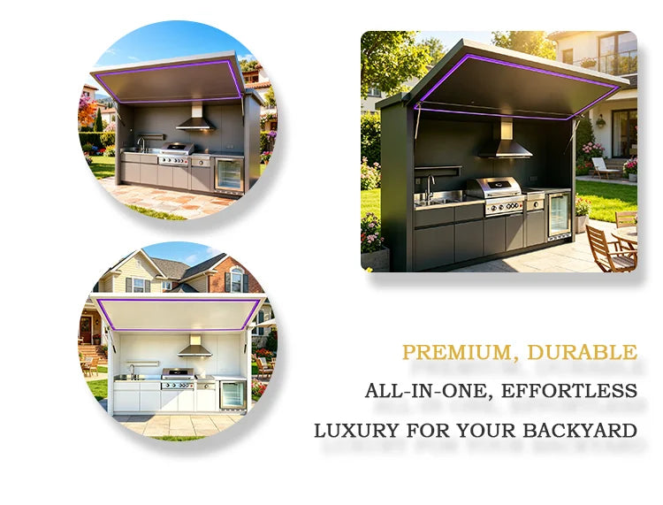 Modern Stylish Outdoor Kitchen Cabinets with Complete BBQ Setup, Durable & Weather-Resistant, Perfect for Gardens, Customizable
