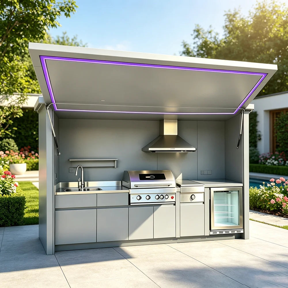 Modern Stylish Outdoor Kitchen Cabinets with Complete BBQ Setup, Durable & Weather-Resistant, Perfect for Gardens, Customizable