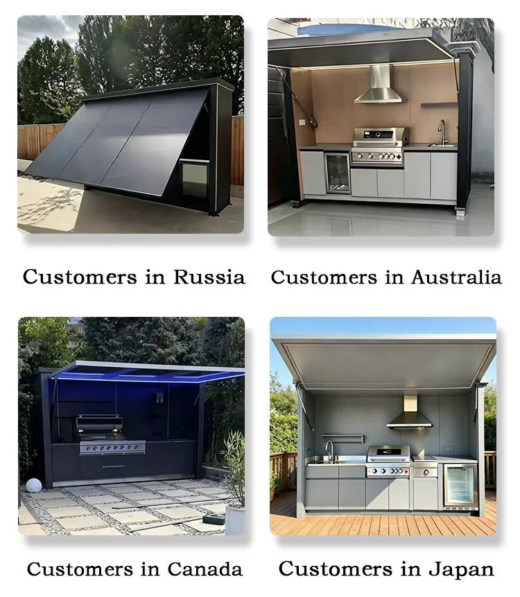 Modern Stylish Outdoor Kitchen Cabinets with Complete BBQ Setup, Durable & Weather-Resistant, Perfect for Gardens, Customizable