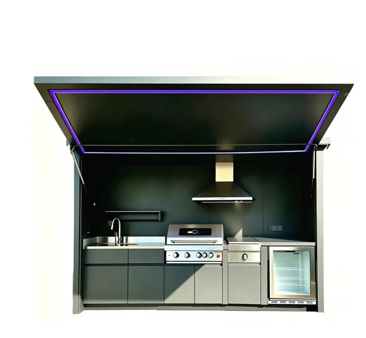 Modern Stylish Outdoor Kitchen Cabinets with Complete BBQ Setup, Durable & Weather-Resistant, Perfect for Gardens, Customizable